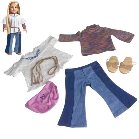 American Girl Julie Meet Outfit 1st Ed Jeans Belt Turtleneck Blouse Shoes Panty - Picture 12 of 12